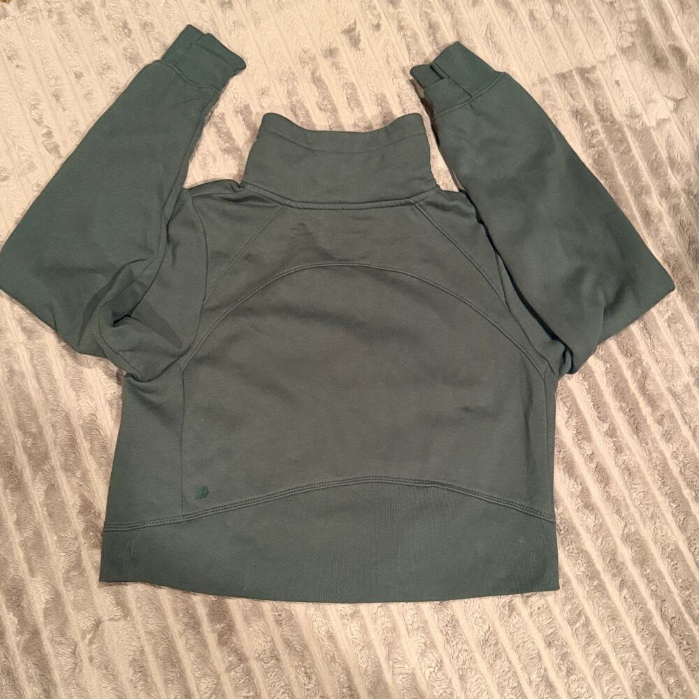 All In Motion Cropped 1/4 Zip Fleece Sweatshirt Green Size S - Picture 3 of 5